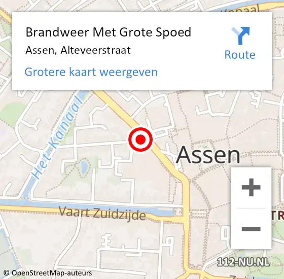 Locatie op kaart van de 112 melding: Brandweer Met Grote Spoed Naar Assen, Alteveerstraat op 12 januari 2017 09:53