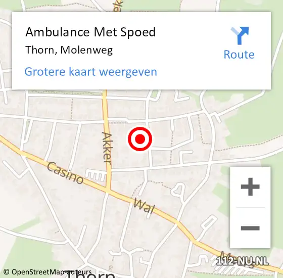 Locatie op kaart van de 112 melding: Ambulance Met Spoed Naar Thorn, Molenweg op 12 januari 2017 09:56