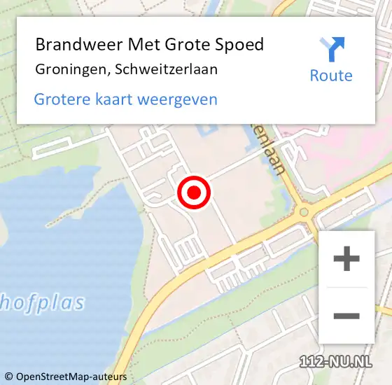 Locatie op kaart van de 112 melding: Brandweer Met Grote Spoed Naar Groningen, Schweitzerlaan op 12 januari 2017 10:45