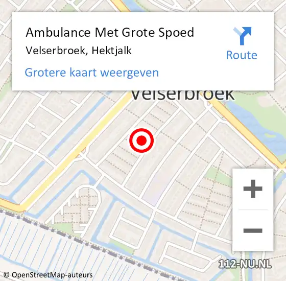 Locatie op kaart van de 112 melding: Ambulance Met Grote Spoed Naar Velserbroek, Hektjalk op 12 januari 2017 10:48