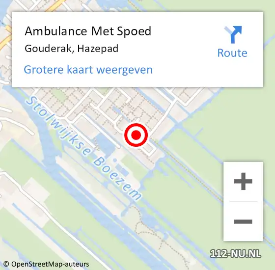 Locatie op kaart van de 112 melding: Ambulance Met Spoed Naar Gouderak, Hazepad op 12 januari 2017 11:11
