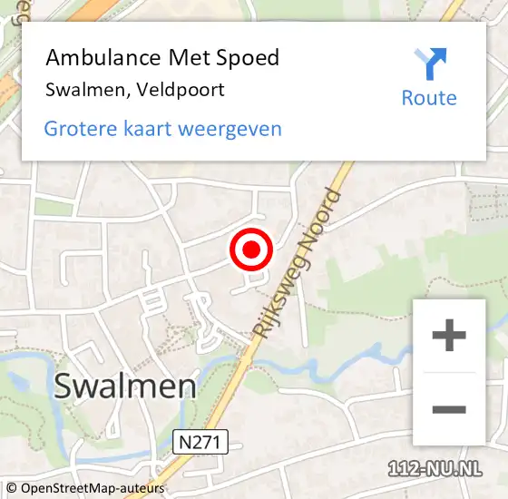 Locatie op kaart van de 112 melding: Ambulance Met Spoed Naar Swalmen, Veldpoort op 7 januari 2014 17:00