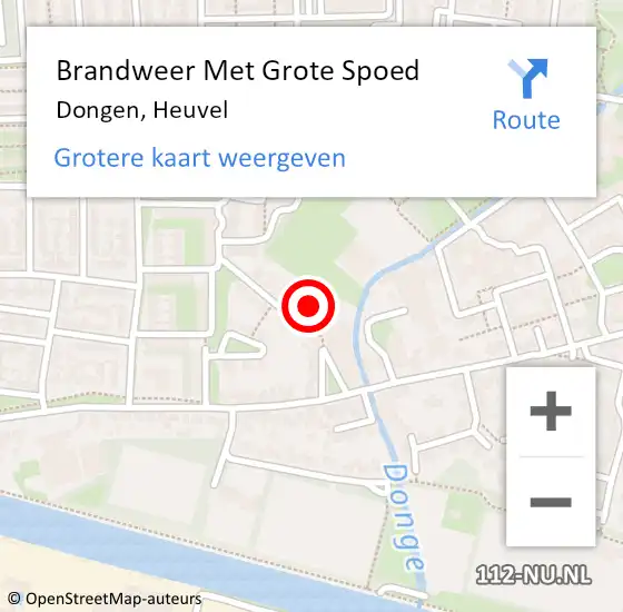 Locatie op kaart van de 112 melding: Brandweer Met Grote Spoed Naar Dongen, Heuvel op 12 januari 2017 11:56