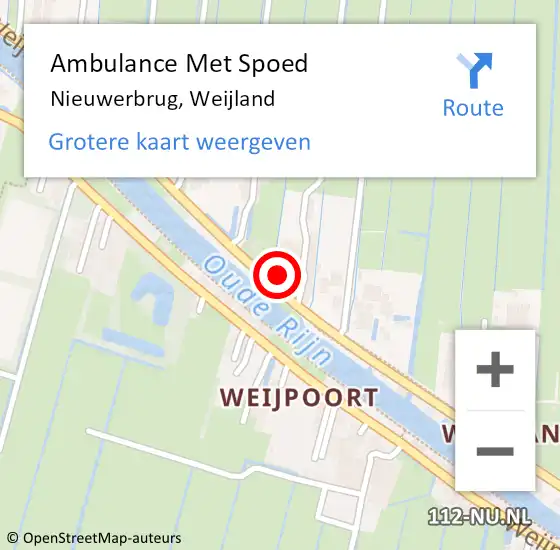 Locatie op kaart van de 112 melding: Ambulance Met Spoed Naar Nieuwerbrug, Weijland op 12 januari 2017 12:11