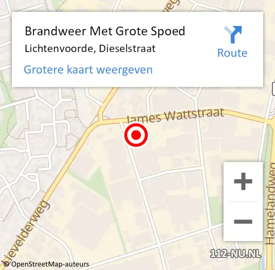 Locatie op kaart van de 112 melding: Brandweer Met Grote Spoed Naar Lichtenvoorde, Dieselstraat op 12 januari 2017 12:27