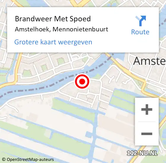 Locatie op kaart van de 112 melding: Brandweer Met Spoed Naar Amstelhoek, Mennonietenbuurt op 12 januari 2017 12:48