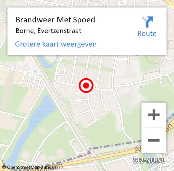 Locatie op kaart van de 112 melding: Brandweer Met Spoed Naar Borne, Evertzenstraat op 12 januari 2017 13:21