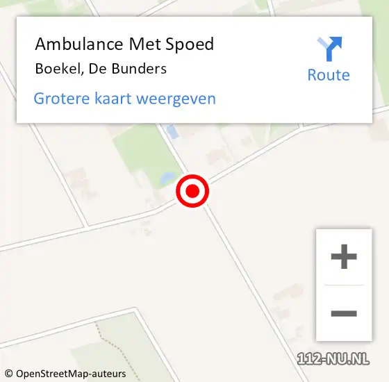 Locatie op kaart van de 112 melding: Ambulance Met Spoed Naar Boekel, De Bunders op 12 januari 2017 13:37