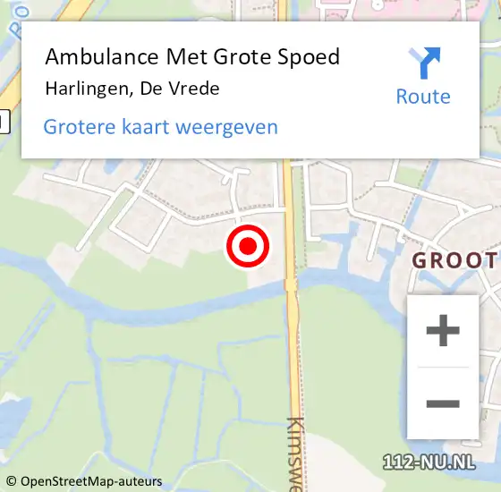 Locatie op kaart van de 112 melding: Ambulance Met Grote Spoed Naar Harlingen, De Vrede op 12 januari 2017 13:46