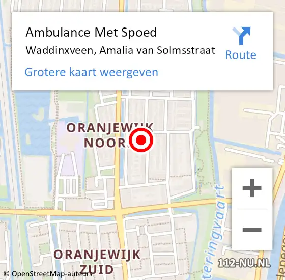 Locatie op kaart van de 112 melding: Ambulance Met Spoed Naar Waddinxveen, Amalia van Solmsstraat op 12 januari 2017 13:56