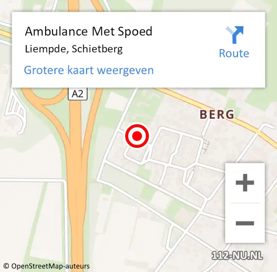 Locatie op kaart van de 112 melding: Ambulance Met Spoed Naar Liempde, Schietberg op 12 januari 2017 14:11