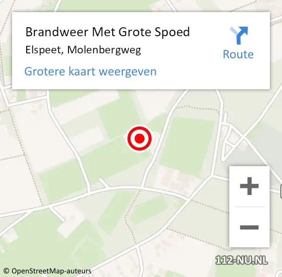 Locatie op kaart van de 112 melding: Brandweer Met Grote Spoed Naar Elspeet, Molenbergweg op 12 januari 2017 14:20