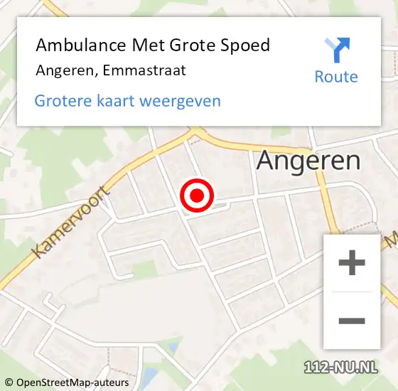 Locatie op kaart van de 112 melding: Ambulance Met Grote Spoed Naar Angeren, Emmastraat op 12 januari 2017 14:47