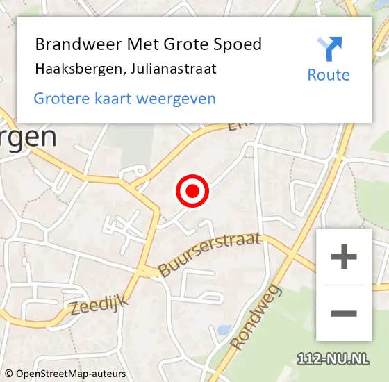 Locatie op kaart van de 112 melding: Brandweer Met Grote Spoed Naar Haaksbergen, Julianastraat op 7 januari 2014 17:28