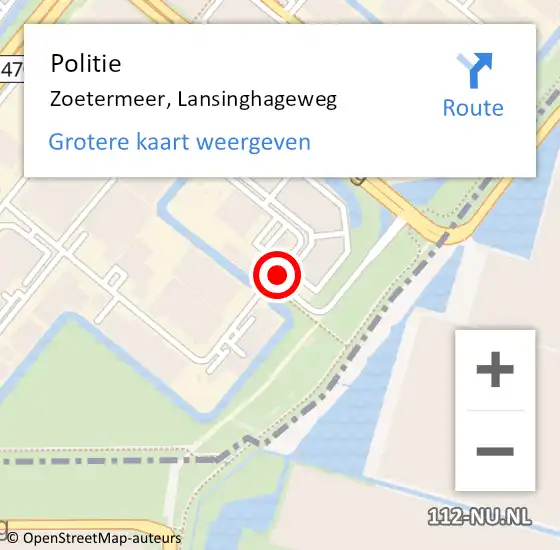 Locatie op kaart van de 112 melding: Politie Zoetermeer, Lansinghageweg op 7 januari 2014 17:29