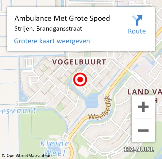 Locatie op kaart van de 112 melding: Ambulance Met Grote Spoed Naar Strijen, Brandgansstraat op 12 januari 2017 15:56