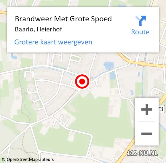 Locatie op kaart van de 112 melding: Brandweer Met Grote Spoed Naar Baarlo, Heierhof op 12 januari 2017 17:01