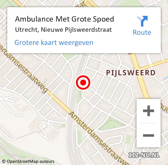 Locatie op kaart van de 112 melding: Ambulance Met Grote Spoed Naar Utrecht, Nieuwe Pijlsweerdstraat op 12 januari 2017 17:37