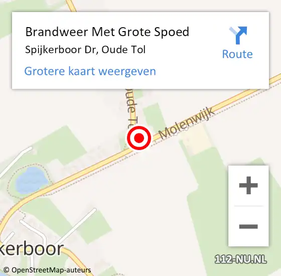 Locatie op kaart van de 112 melding: Brandweer Met Grote Spoed Naar Spijkerboor Dr, Oude Tol op 12 januari 2017 17:49