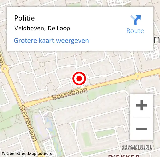 Locatie op kaart van de 112 melding: Politie Veldhoven, De Loop op 12 januari 2017 20:01