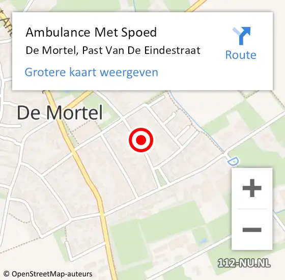 Locatie op kaart van de 112 melding: Ambulance Met Spoed Naar De Mortel, Past Van De Eindestraat op 12 januari 2017 20:31