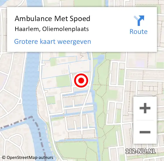 Locatie op kaart van de 112 melding: Ambulance Met Spoed Naar Haarlem, Oliemolenplaats op 12 januari 2017 20:58