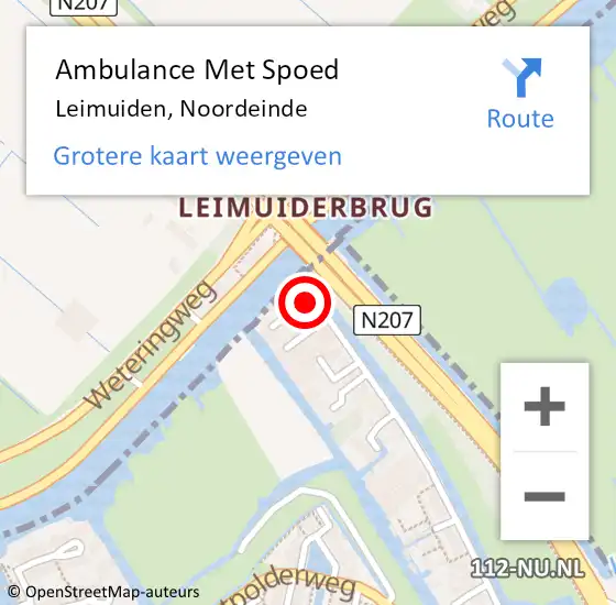 Locatie op kaart van de 112 melding: Ambulance Met Spoed Naar Leimuiden, Noordeinde op 12 januari 2017 21:02