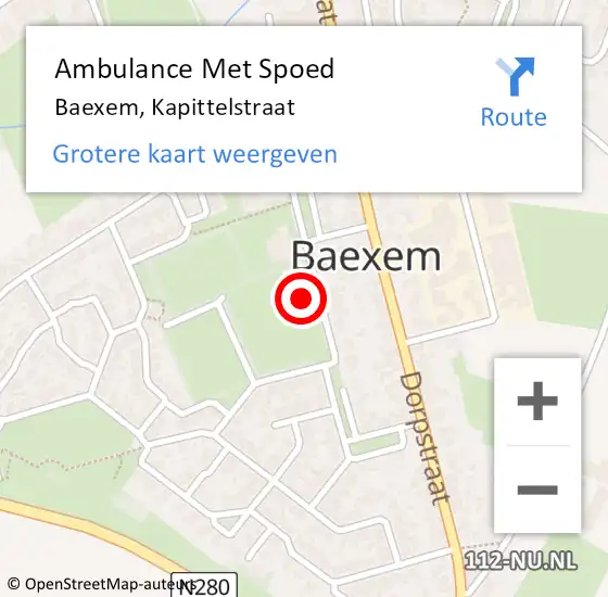 Locatie op kaart van de 112 melding: Ambulance Met Spoed Naar Baexem, Kapittelstraat op 12 januari 2017 21:48