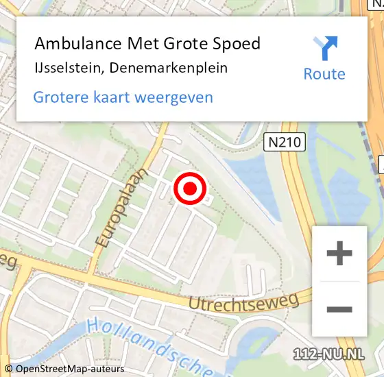 Locatie op kaart van de 112 melding: Ambulance Met Grote Spoed Naar IJsselstein, Denemarkenplein op 12 januari 2017 22:06