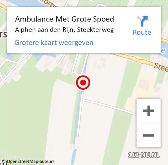 Locatie op kaart van de 112 melding: Ambulance Met Grote Spoed Naar Alphen aan den rijn, Steekterweg op 12 januari 2017 22:59