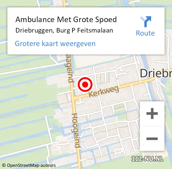 Locatie op kaart van de 112 melding: Ambulance Met Grote Spoed Naar Driebruggen, Burg P Feitsmalaan op 12 januari 2017 23:51