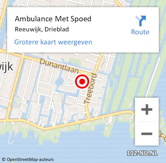 Locatie op kaart van de 112 melding: Ambulance Met Spoed Naar Reeuwijk, Drieblad op 13 januari 2017 00:11