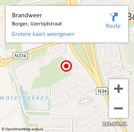 Locatie op kaart van de 112 melding: Brandweer Borger, IJzertijdstraat op 13 januari 2017 00:44