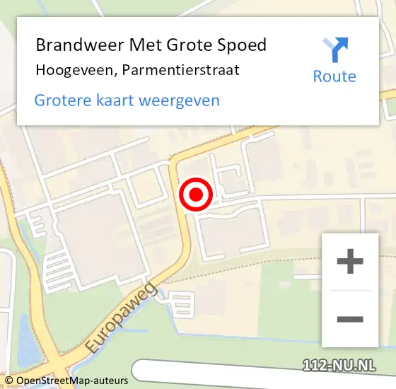 Locatie op kaart van de 112 melding: Brandweer Met Grote Spoed Naar Hoogeveen, Parmentierstraat op 13 januari 2017 01:11