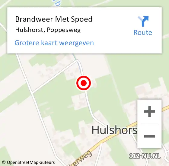 Locatie op kaart van de 112 melding: Brandweer Met Spoed Naar Hulshorst, Poppesweg op 13 januari 2017 02:06