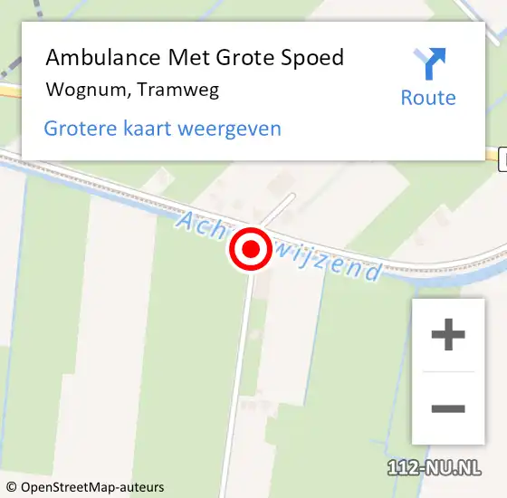 Locatie op kaart van de 112 melding: Ambulance Met Grote Spoed Naar Wognum, Tramweg op 7 januari 2014 18:19