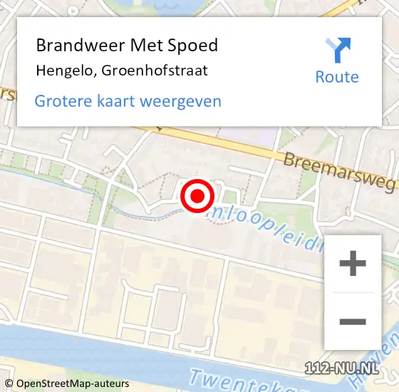 Locatie op kaart van de 112 melding: Brandweer Met Spoed Naar Hengelo, Groenhofstraat op 13 januari 2017 02:24