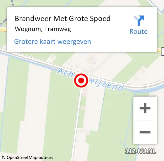 Locatie op kaart van de 112 melding: Brandweer Met Grote Spoed Naar Wognum, Tramweg op 7 januari 2014 18:19