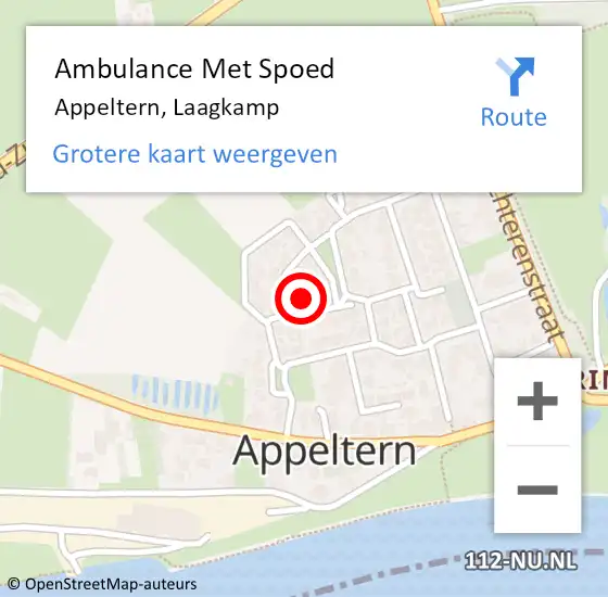 Locatie op kaart van de 112 melding: Ambulance Met Spoed Naar Appeltern, Laagkamp op 13 januari 2017 02:41