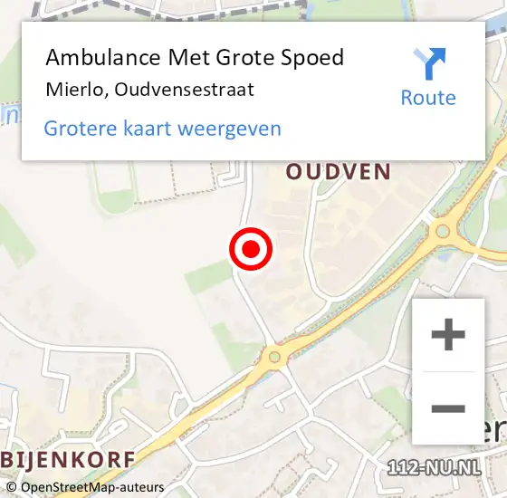 Locatie op kaart van de 112 melding: Ambulance Met Grote Spoed Naar Mierlo, Oudvensestraat op 13 januari 2017 02:51