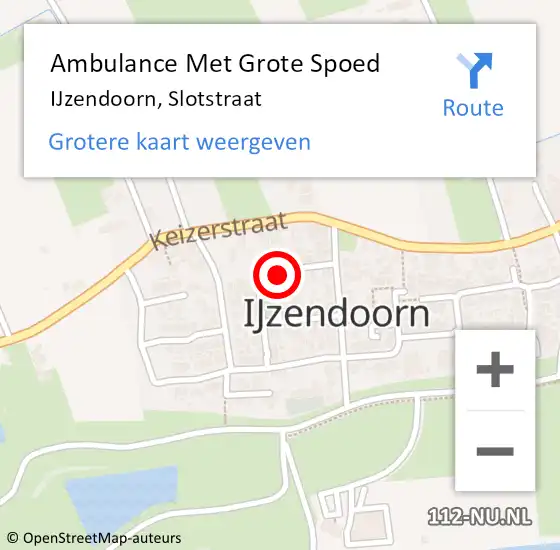 Locatie op kaart van de 112 melding: Ambulance Met Grote Spoed Naar IJzendoorn, Slotstraat op 13 januari 2017 03:01