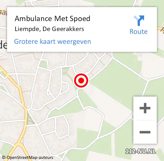 Locatie op kaart van de 112 melding: Ambulance Met Spoed Naar Liempde, De Geerakkers op 13 januari 2017 03:11