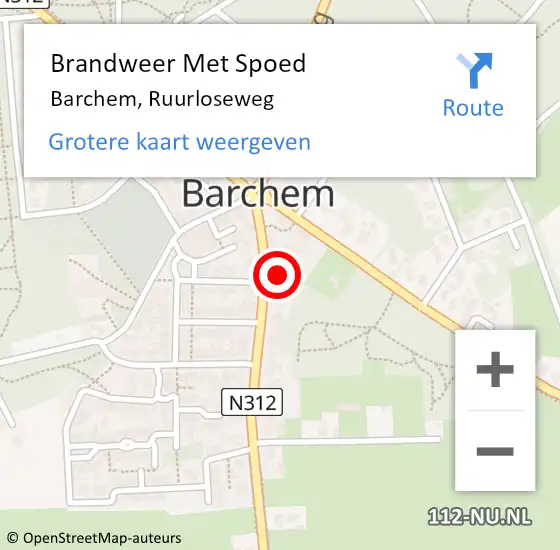 Locatie op kaart van de 112 melding: Brandweer Met Spoed Naar Barchem, Ruurloseweg op 13 januari 2017 03:56