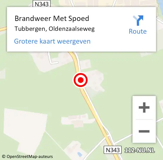 Locatie op kaart van de 112 melding: Brandweer Met Spoed Naar Tubbergen, Oldenzaalseweg op 13 januari 2017 04:27