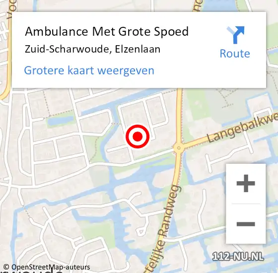 Locatie op kaart van de 112 melding: Ambulance Met Grote Spoed Naar Zuid-Scharwoude, Elzenlaan op 13 januari 2017 04:43