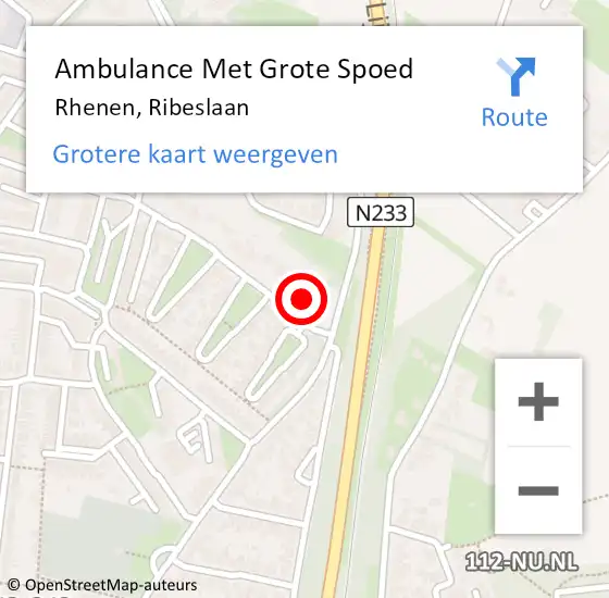 Locatie op kaart van de 112 melding: Ambulance Met Grote Spoed Naar Rhenen, Ribeslaan op 13 januari 2017 04:46