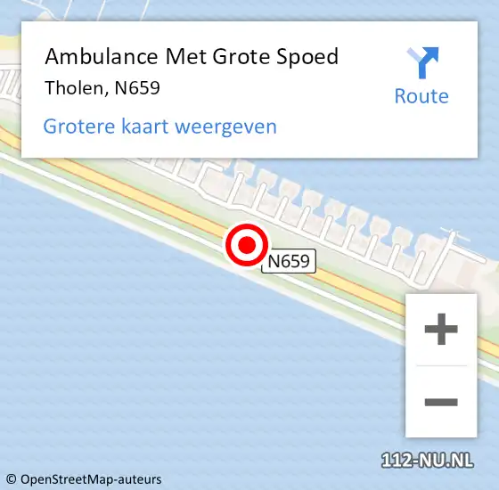 Locatie op kaart van de 112 melding: Ambulance Met Grote Spoed Naar Tholen, N659 op 13 januari 2017 05:05