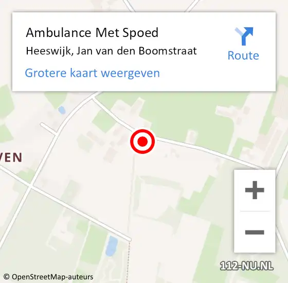 Locatie op kaart van de 112 melding: Ambulance Met Spoed Naar Heeswijk, Jan van den Boomstraat op 13 januari 2017 06:36