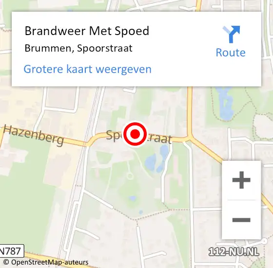 Locatie op kaart van de 112 melding: Brandweer Met Spoed Naar Brummen, Spoorstraat op 13 januari 2017 06:56