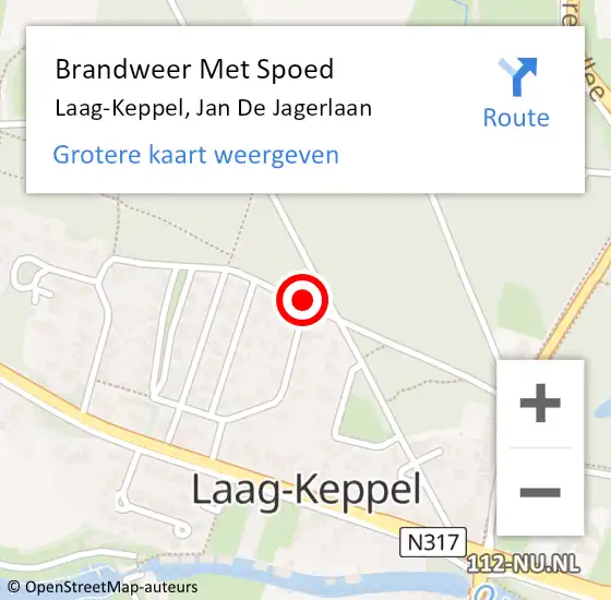 Locatie op kaart van de 112 melding: Brandweer Met Spoed Naar Laag-Keppel, Jan De Jagerlaan op 13 januari 2017 06:57